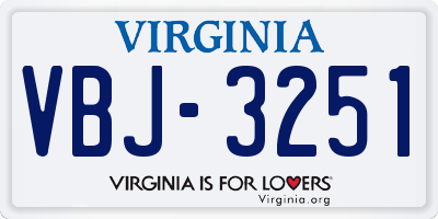VA license plate VBJ3251