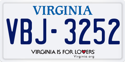 VA license plate VBJ3252