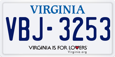 VA license plate VBJ3253