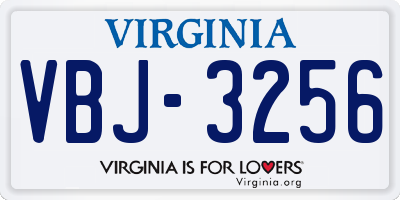 VA license plate VBJ3256