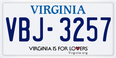 VA license plate VBJ3257
