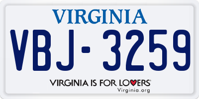 VA license plate VBJ3259