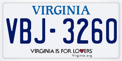 VA license plate VBJ3260