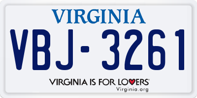 VA license plate VBJ3261
