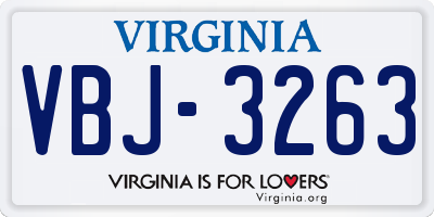VA license plate VBJ3263
