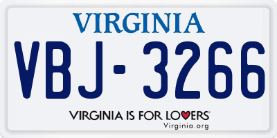 VA license plate VBJ3266