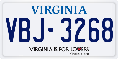 VA license plate VBJ3268