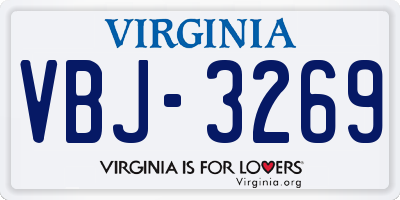 VA license plate VBJ3269