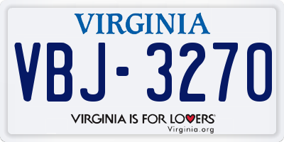 VA license plate VBJ3270