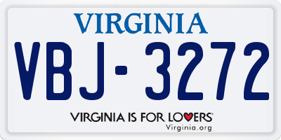 VA license plate VBJ3272