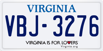 VA license plate VBJ3276
