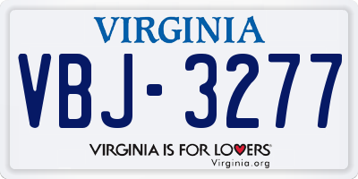 VA license plate VBJ3277