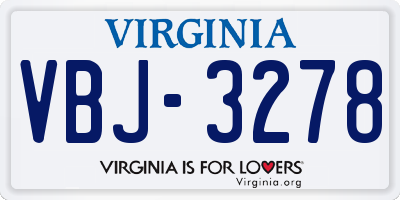VA license plate VBJ3278