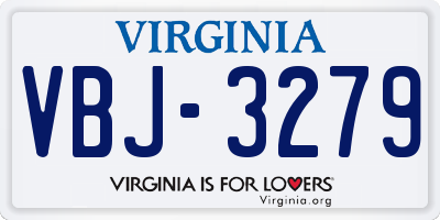 VA license plate VBJ3279
