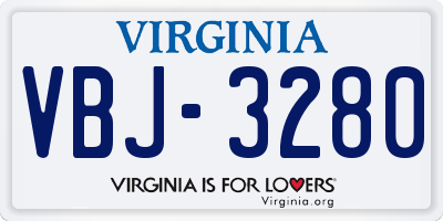 VA license plate VBJ3280