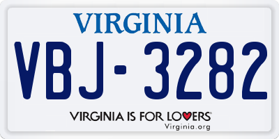 VA license plate VBJ3282
