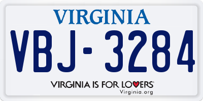VA license plate VBJ3284