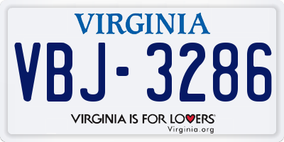 VA license plate VBJ3286