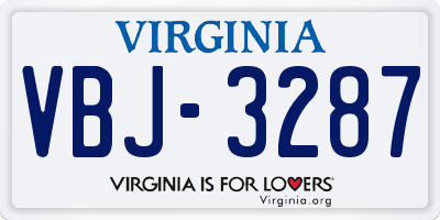VA license plate VBJ3287
