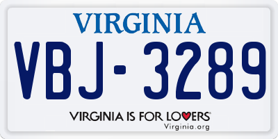 VA license plate VBJ3289