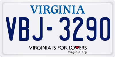 VA license plate VBJ3290