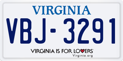 VA license plate VBJ3291