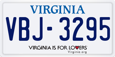 VA license plate VBJ3295