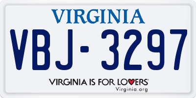 VA license plate VBJ3297