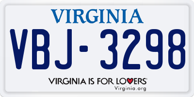 VA license plate VBJ3298