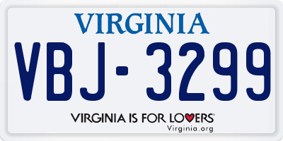 VA license plate VBJ3299