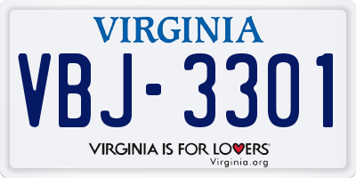 VA license plate VBJ3301