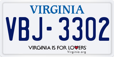 VA license plate VBJ3302