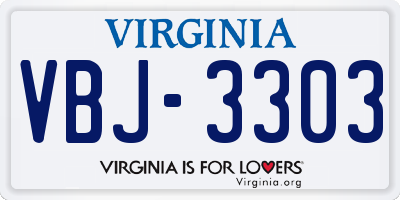VA license plate VBJ3303