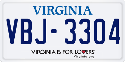 VA license plate VBJ3304