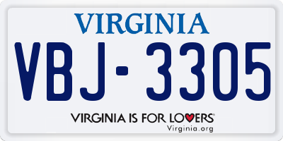 VA license plate VBJ3305