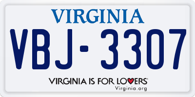 VA license plate VBJ3307