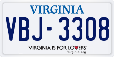 VA license plate VBJ3308