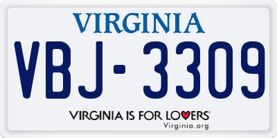 VA license plate VBJ3309