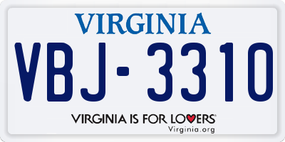 VA license plate VBJ3310