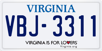 VA license plate VBJ3311