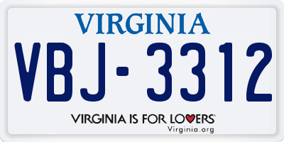 VA license plate VBJ3312