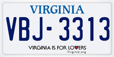 VA license plate VBJ3313