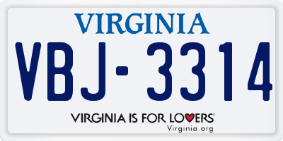 VA license plate VBJ3314