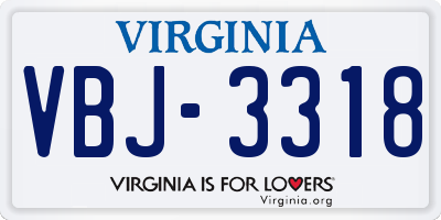 VA license plate VBJ3318