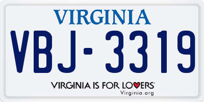 VA license plate VBJ3319