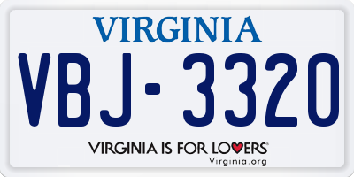 VA license plate VBJ3320