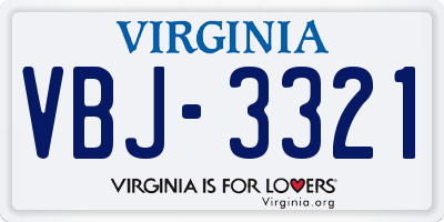 VA license plate VBJ3321