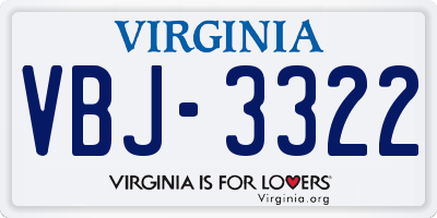 VA license plate VBJ3322