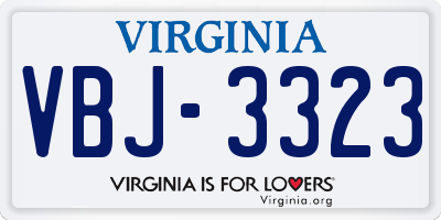 VA license plate VBJ3323