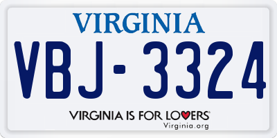 VA license plate VBJ3324
